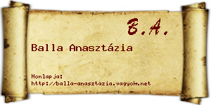 Balla Anasztázia névjegykártya